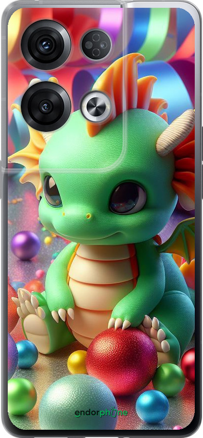 Силиконовый чехол Веселый дракончик для Oppo Reno8 Pro 5G - 5812u-2615 изображение 