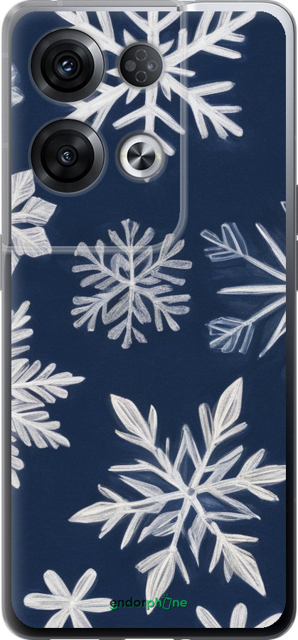 Силиконовый чехол Снежинки для Oppo Reno8 Pro 5G - 5821u-2615 изображение 