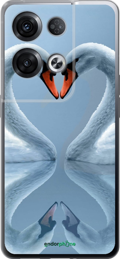 Силиконовый чехол Лебеди для Oppo Reno8 Pro 5G - 6007u-2615 изображение 