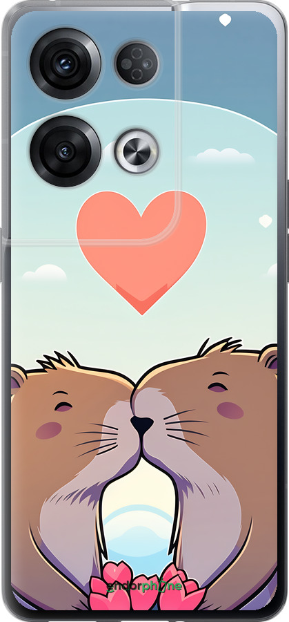Силиконовый чехол Капибара любовь для Oppo Reno8 Pro 5G - 6027u-2615 изображение 