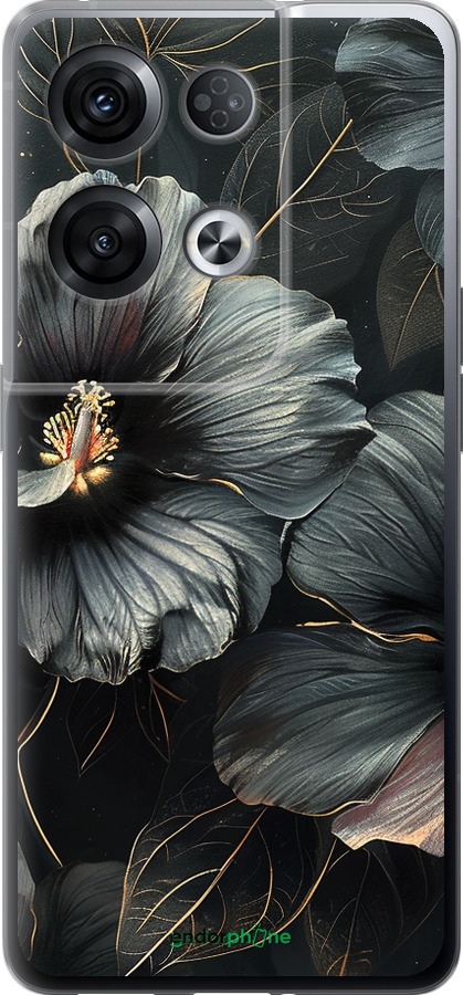Силиконовый чехол Черные цветы для Oppo Reno8 Pro 5G - 6031u-2615 изображение 