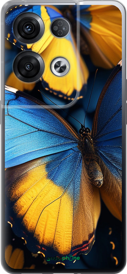 Силиконовый чехол Желто-голубые бабочки для Oppo Reno8 Pro 5G - 6046u-2615 изображение 