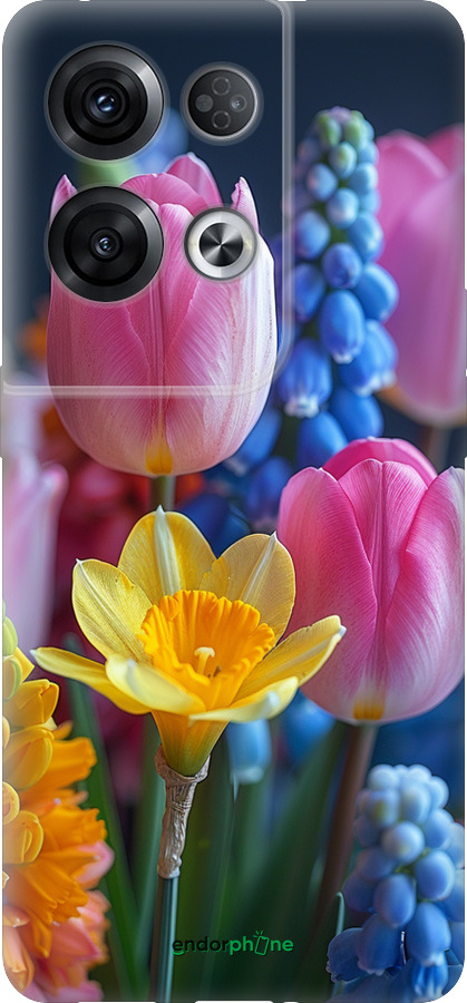 Силиконовый чехол Весенние цветы для Oppo Reno8 Pro 5G - 6058u-2615 изображение 