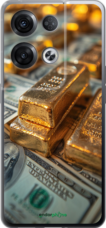 Силиконовый чехол Слитки и доллары для Oppo Reno8 Pro 5G - 6105u-2615 изображение 