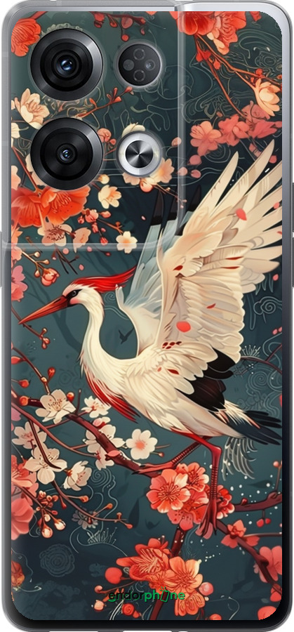 Силіконовий чехол Сакура та лелека для Oppo Reno8 Pro 5G - 6108u-2615 изображение 