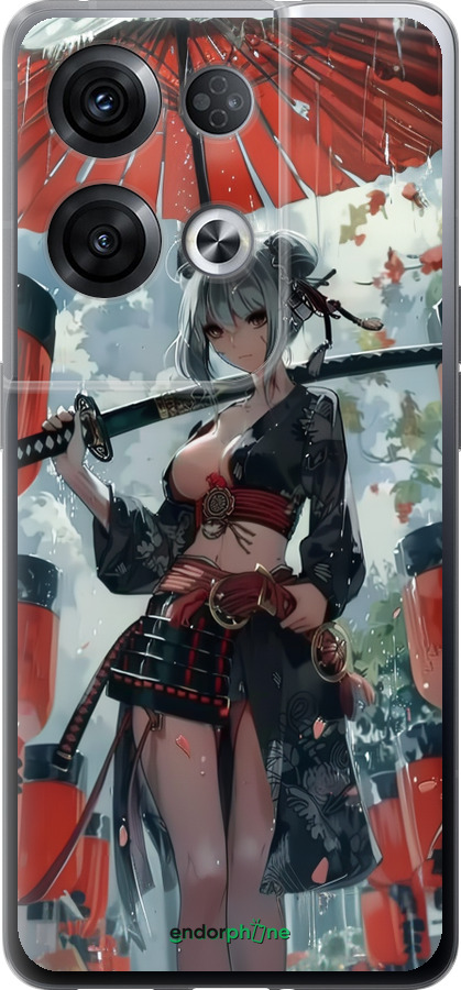 Силиконовый чехол Гейша-воин для Oppo Reno8 Pro 5G - 6124u-2615 изображение 