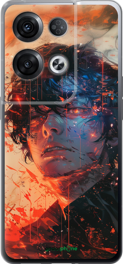 Силиконовый чехол Лицо в пламени для Oppo Reno8 Pro 5G - 6127u-2615 изображение 