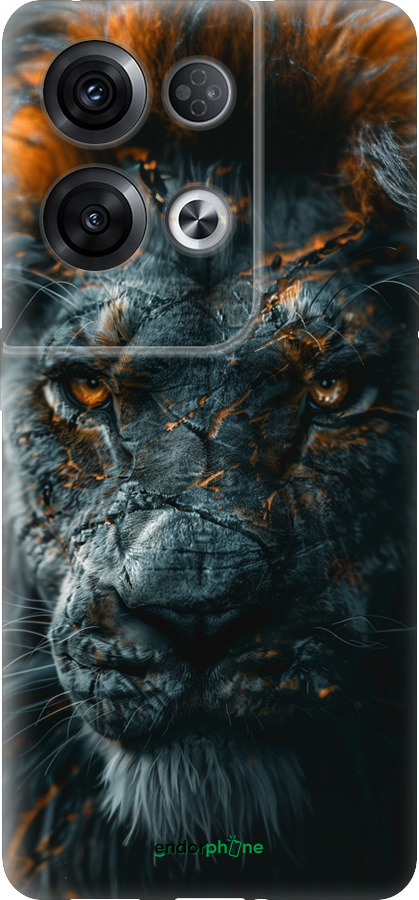 Силиконовый чехол Пламенный лев для Oppo Reno8 Pro 5G - 6153u-2615 изображение 