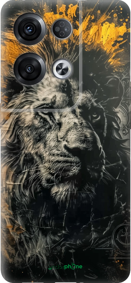 Силиконовый чехол Лев в золотых красках для Oppo Reno8 Pro 5G - 6155u-2615 изображение 