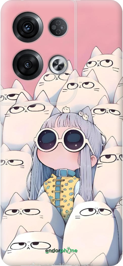 Силиконовый чехол Малышка с котами для Oppo Reno8 Pro 5G - 6295u-2615 изображение 