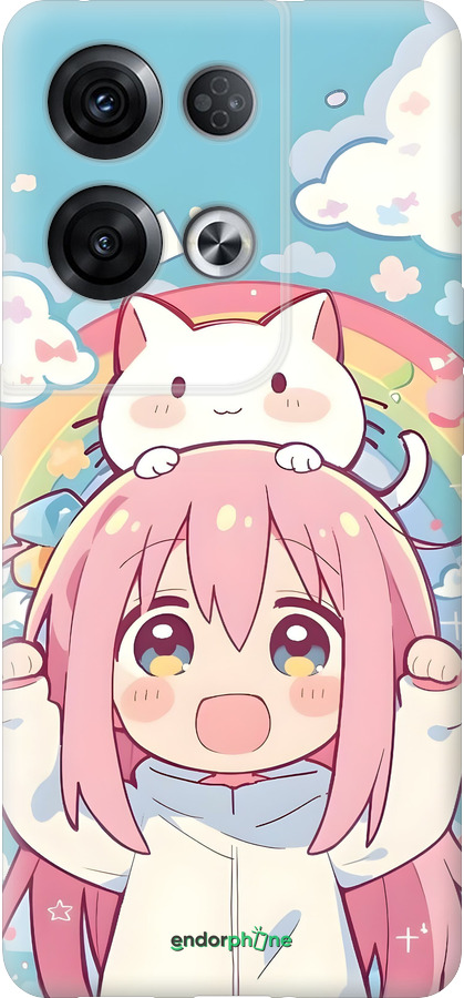 Силиконовый чехол Девочка аниме радуга для Oppo Reno8 Pro 5G - 6304u-2615 изображение 