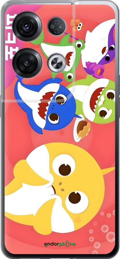 Силиконовый чехол Бейби Шаркс для Oppo Reno8 Pro 5G - 6305u-2615 изображение 