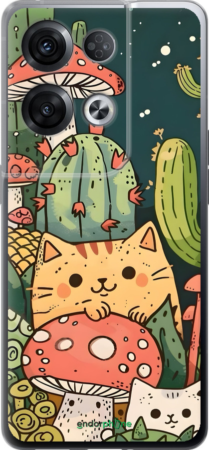 Силіконовий чехол Коти гриби для Oppo Reno8 Pro 5G - 6321u-2615 изображение 