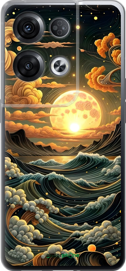 Силиконовый чехол Арт волны для Oppo Reno8 Pro 5G - 6332u-2615 изображение 