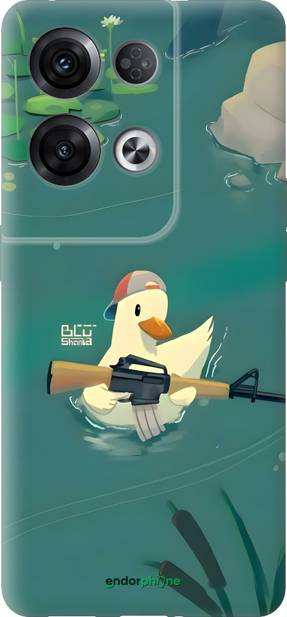 Силіконовий чехол Каченя з автоматом для Oppo Reno8 Pro 5G - 6356u-2615 изображение 