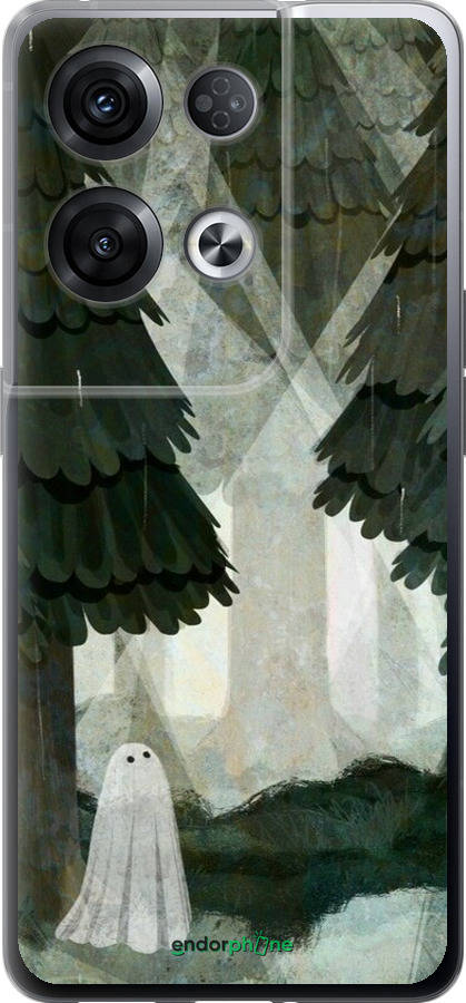 Силиконовый чехол С изображением соснового леса и привидения для Oppo Reno8 Pro 5G - 6420u-2615 изображение 