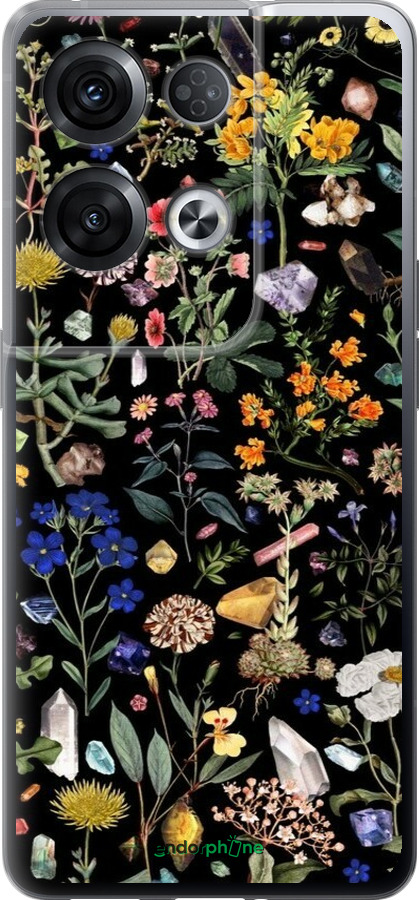 Силиконовый чехол С цветами для Oppo Reno8 Pro 5G - 6422u-2615 изображение 