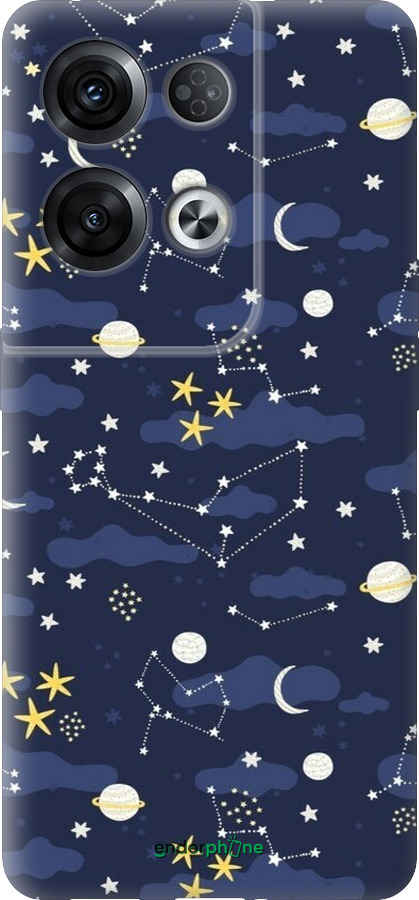 Силиконовый чехол Астрономический узор. Милый дизайн мультяшной вселенной для Oppo Reno8 Pro 5G - 6446u-2615 изображение 