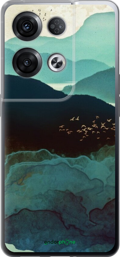 Силиконовый чехол С изображением гор Индиго для Oppo Reno8 Pro 5G - 6484u-2615 изображение 