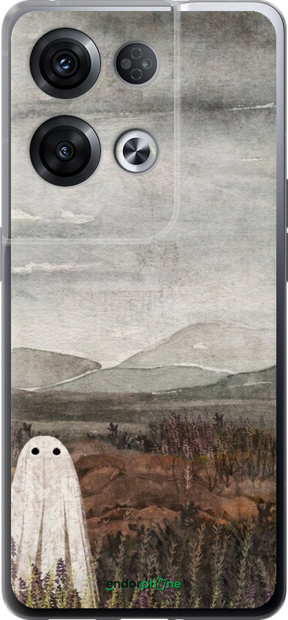 Силиконовый чехол Одинокий призрак на фоне гор для Oppo Reno8 Pro 5G - 6486u-2615 изображение 