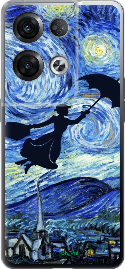 Силиконовый чехол С изображением Мэри Поппинс «Звездная ночь» для Oppo Reno8 Pro 5G - 6487u-2615 изображение 