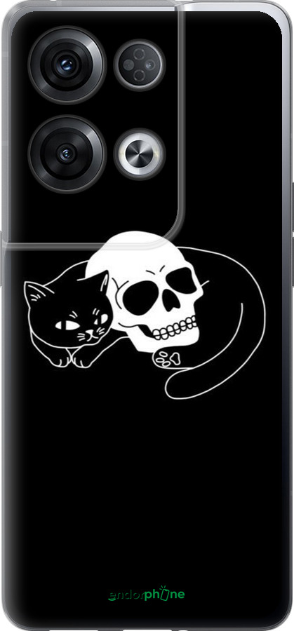 Силиконовый чехол С изображением кота и черепа для Oppo Reno8 Pro 5G - 6491u-2615 изображение 