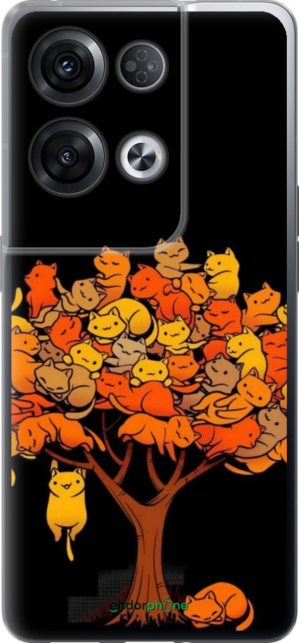Силиконовый чехол Дерево и котики для Oppo Reno8 Pro 5G - 6516u-2615 изображение 