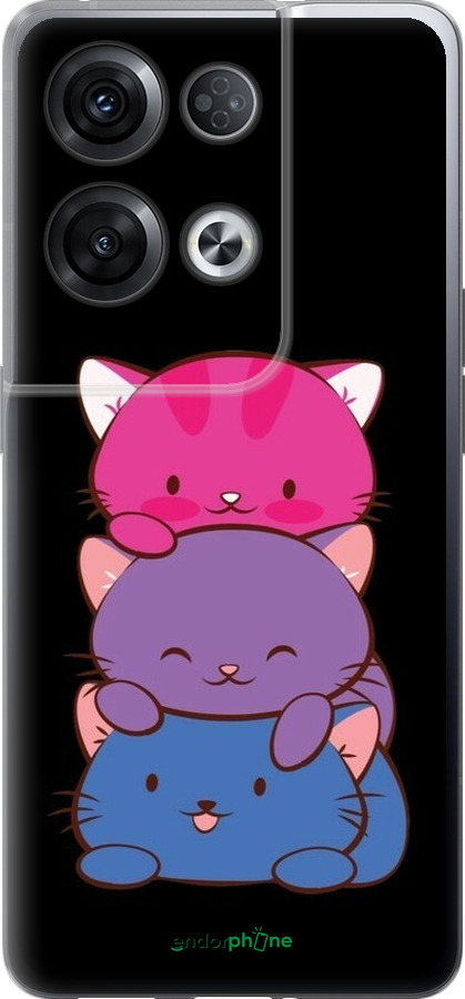 Силиконовый чехол Милые кошки для Oppo Reno8 Pro 5G - 6518u-2615 изображение 