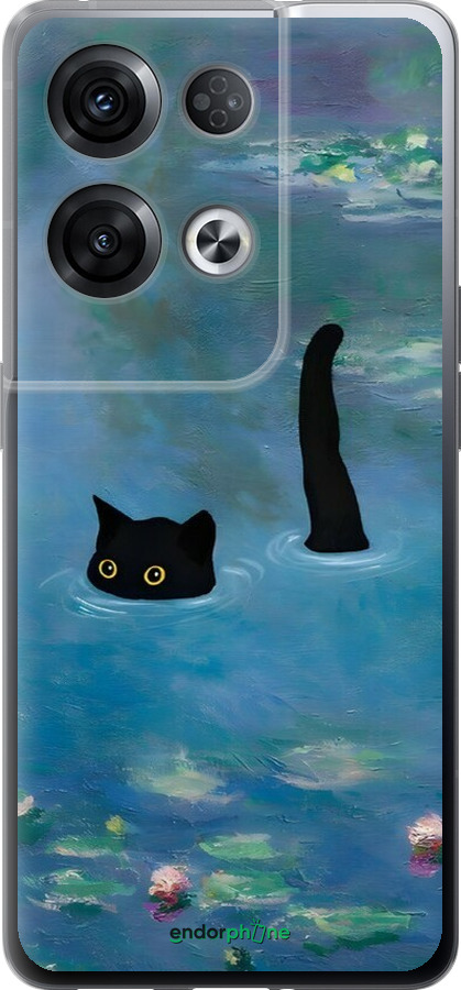 Силиконовый чехол С изображением кота и водяной лилии Monet для Oppo Reno8 Pro 5G - 6519u-2615 изображение 