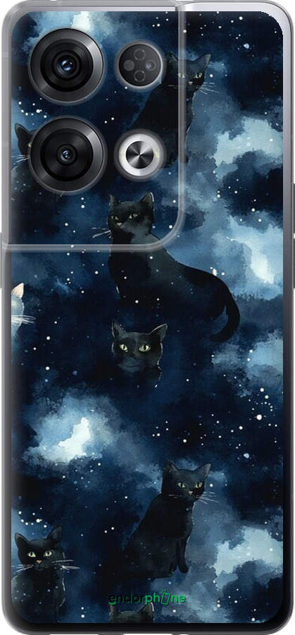 Силиконовый чехол Изображение Кошек с тёмной акварелью для Oppo Reno8 Pro 5G - 6521u-2615 изображение 