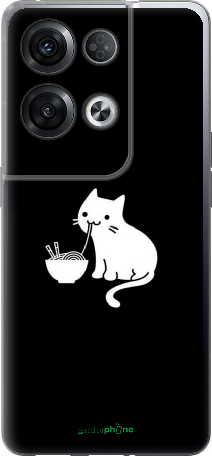Силиконовый чехол С милым котом на черном фоне для Oppo Reno8 Pro 5G - 6528u-2615 изображение 