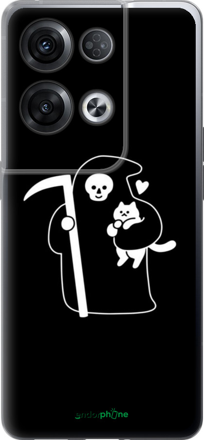 Силіконовий чехол Мінімалістичний арт: смерть та кішка для Oppo Reno8 Pro 5G - 6529u-2615 изображение 