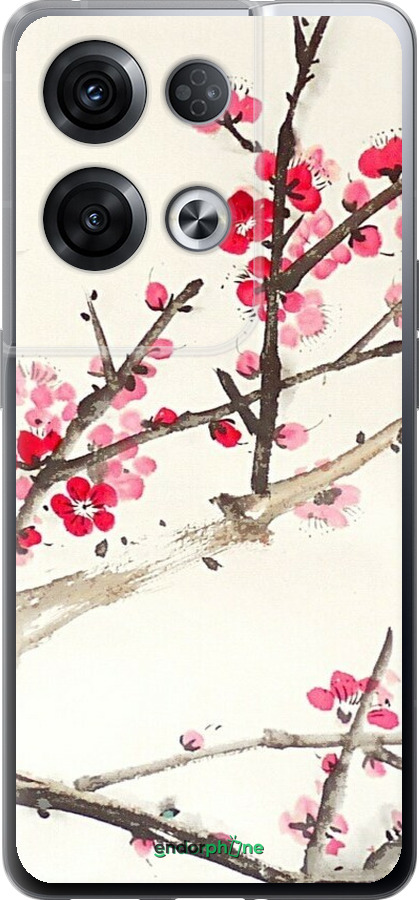 Силиконовый чехол Принт с изображением цветения сакуры для Oppo Reno8 Pro 5G - 6545u-2615 изображение 