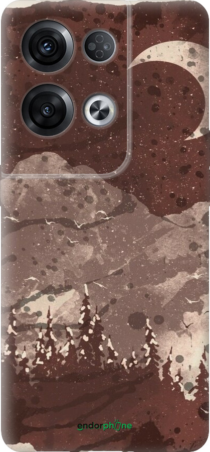 Силиконовый чехол С изображением лунного пейзажа в ночном лесу для Oppo Reno8 Pro 5G - 6546u-2615 изображение 