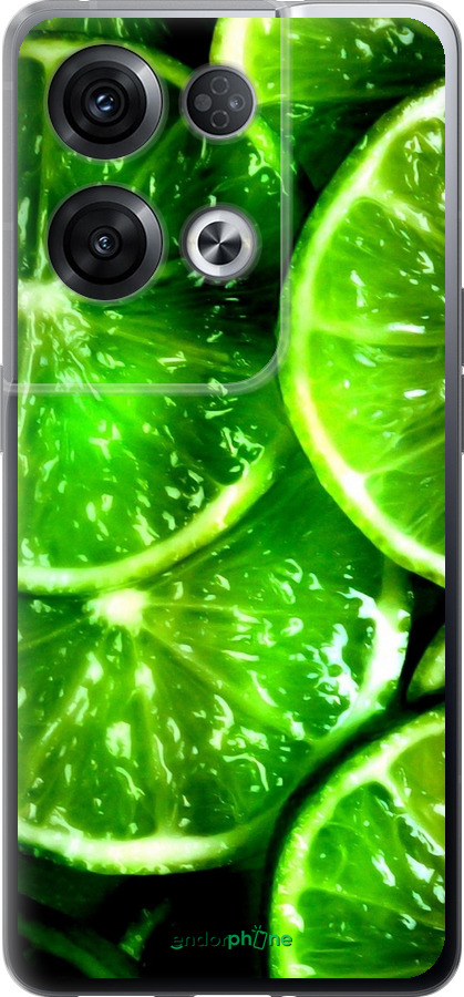 Силіконовий чехол Зелені часточки лимона для Oppo Reno8 Pro 5G - 852u-2615 изображение 