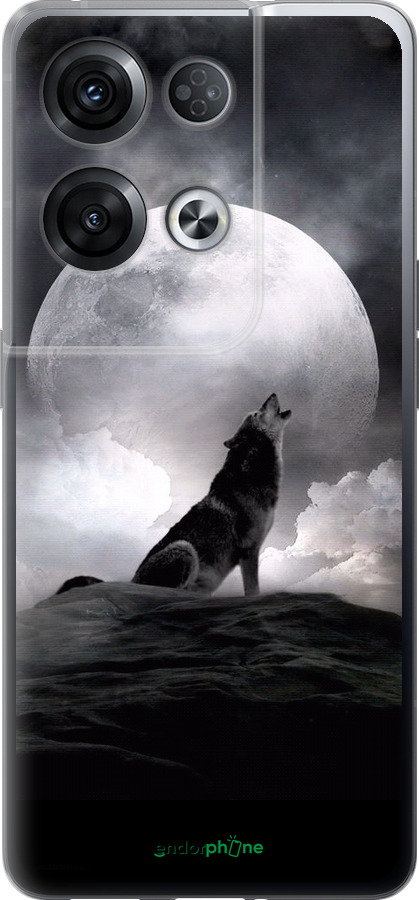 Силиконовый чехол Воющий волк для Oppo Reno8 Pro 5G - 934u-2615 изображение 