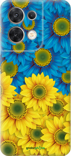 Силиконовый чехол Жёлто-голубые цветы для Oppo Reno8 5G - 1048u-2614 изображение 