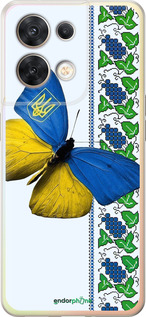 Силиконовый чехол Желто-голубая бабочка для Oppo Reno8 5G - 1054u-2614 изображение 