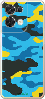 Силиконовый чехол Желто-голубой камуфляж для Oppo Reno8 5G - 1084u-2614 изображение 