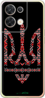 Силиконовый чехол Герб - вышиванка на черном фоне для Oppo Reno8 5G - 1196u-2614 изображение 