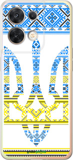 Силиконовый чехол Герб - вышиванка желто-голубая для Oppo Reno8 5G - 1197u-2614 изображение 