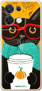 Силиконовый чехол Осенний кот для Oppo Reno8 5G - 4026u-2614 изображение 