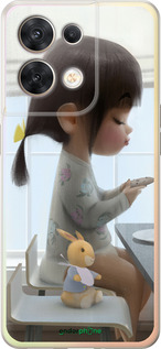 Силиконовый чехол Милая девочка с зайчиком для Oppo Reno8 5G - 4039u-2614 изображение 