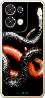 Силиконовый чехол Красно-черная змея на черном фоне для Oppo Reno8 5G - 4063u-2614 изображение 