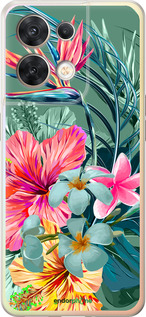Силиконовый чехол Тропические цветы v1 для Oppo Reno8 5G - 4667u-2614 изображение 