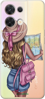 Силиконовый чехол Девушка с картой для Oppo Reno8 5G - 4704u-2614 изображение 