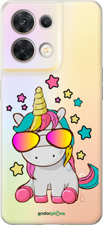 Силиконовый чехол Единорог в очках для Oppo Reno8 5G - 4879u-2614 изображение 