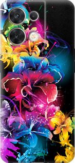 Силиконовый чехол Абстрактные цветы для Oppo Reno8 5G - 511u-2614 изображение 