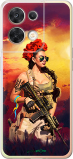 Силиконовый чехол Украинка с оружием для Oppo Reno8 5G - 5316u-2614 изображение 