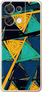Силиконовый чехол Арт, абстракция, желтый, синий для Oppo Reno8 5G - 5382u-2614 изображение 